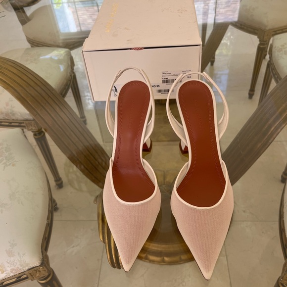 Amina Muaddi White Mesh Holli Slingback Pumps 95mm size 38.5 - Picture 5 of 5